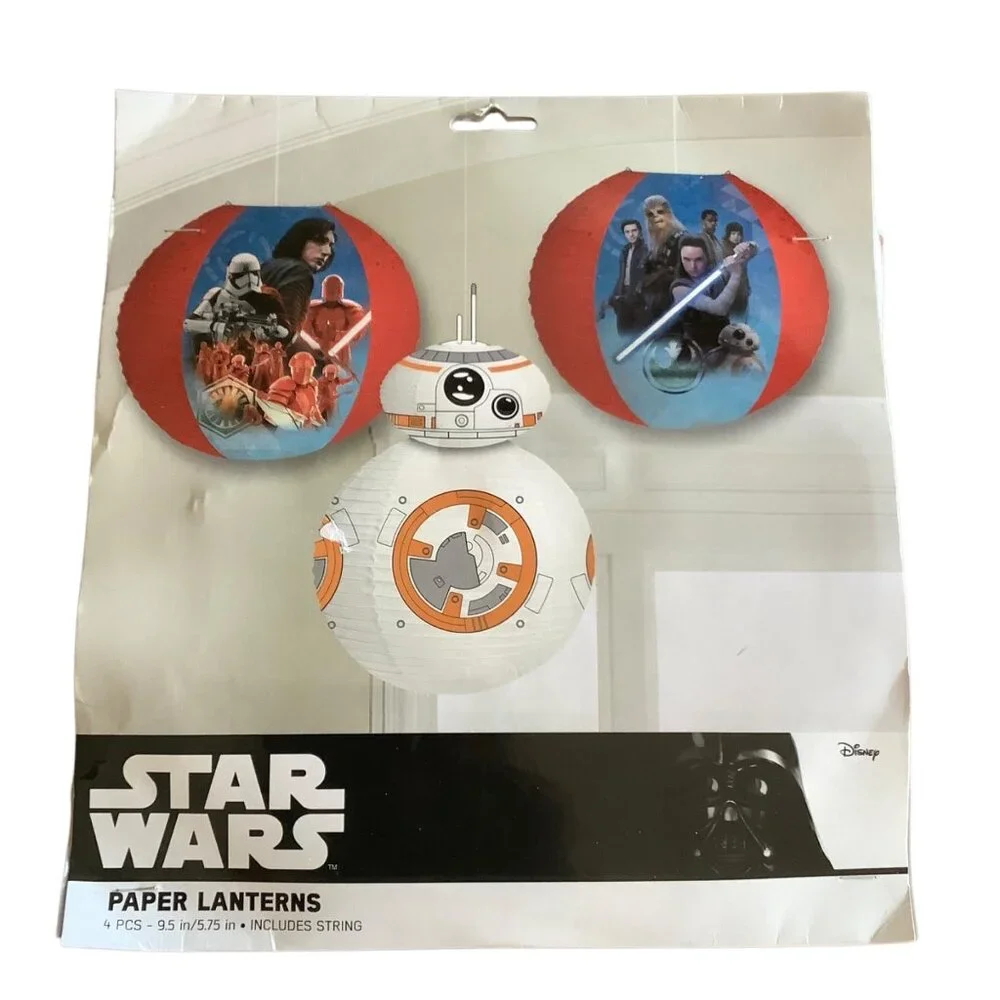 Star Wars Force Awakens Paper Lanterns 4-Piece Set BB-8 & Characters with String